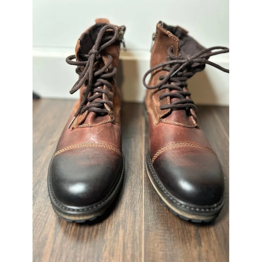 GBX Original 1969 Mens Brown Leather Suede‎ Lace Up Zip Ankle Boots Size 9M